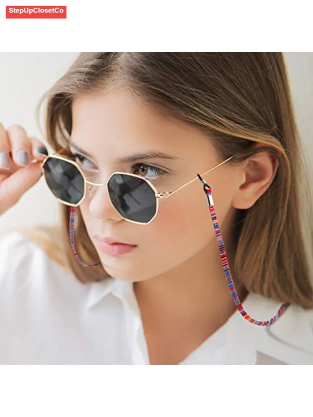 8-Piece Women's Eyeglass Holder Strap Chain, Anti-Slip Adjustable Glasses